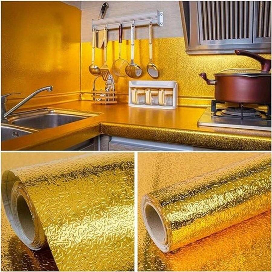 Premium Self-Adhesive Aluminum Foil Wallpaper – Waterproof Kitchen & Cabinet Cover