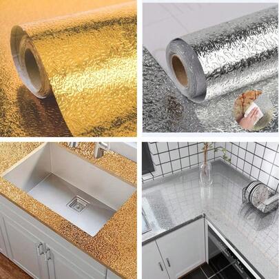 Premium Self-Adhesive Aluminum Foil Wallpaper – Waterproof Kitchen & Cabinet Cover