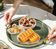 Luxury Round Serving Tray with Gold Handles – Elegant Decorative Tray