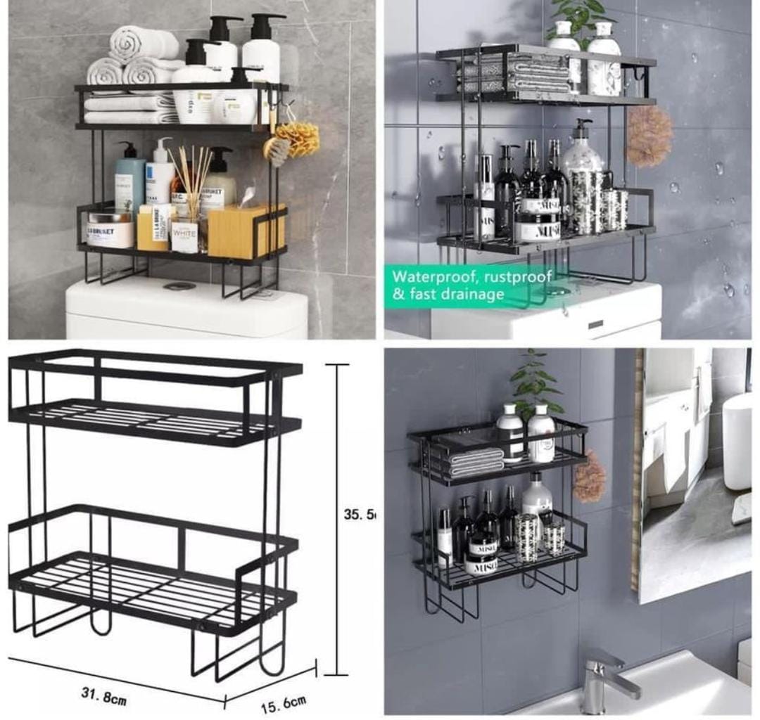 2-Tier Wall-Mounted Bathroom Organizer Rack