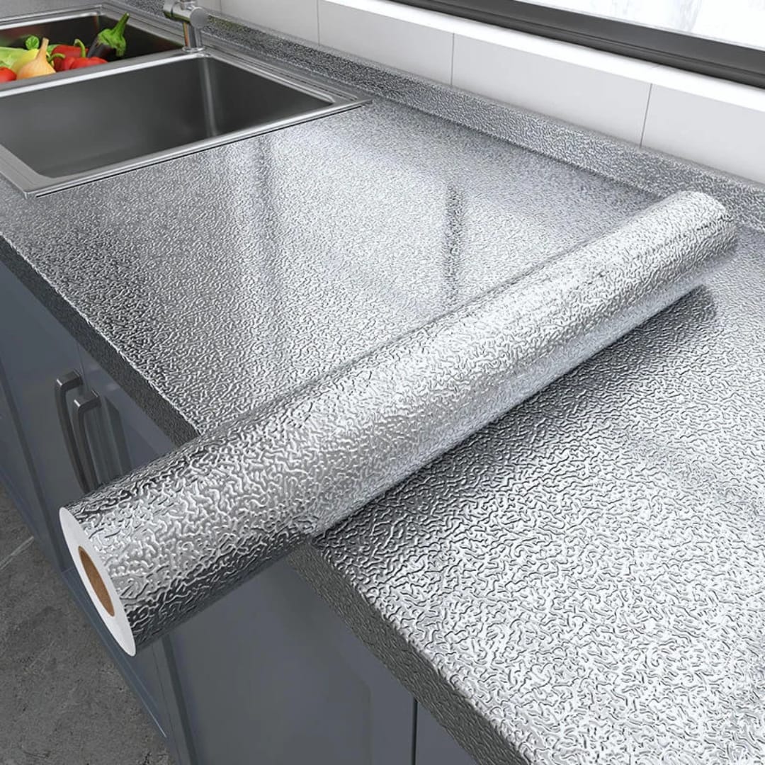 Premium Self-Adhesive Aluminum Foil Wallpaper – Waterproof Kitchen & Cabinet Cover