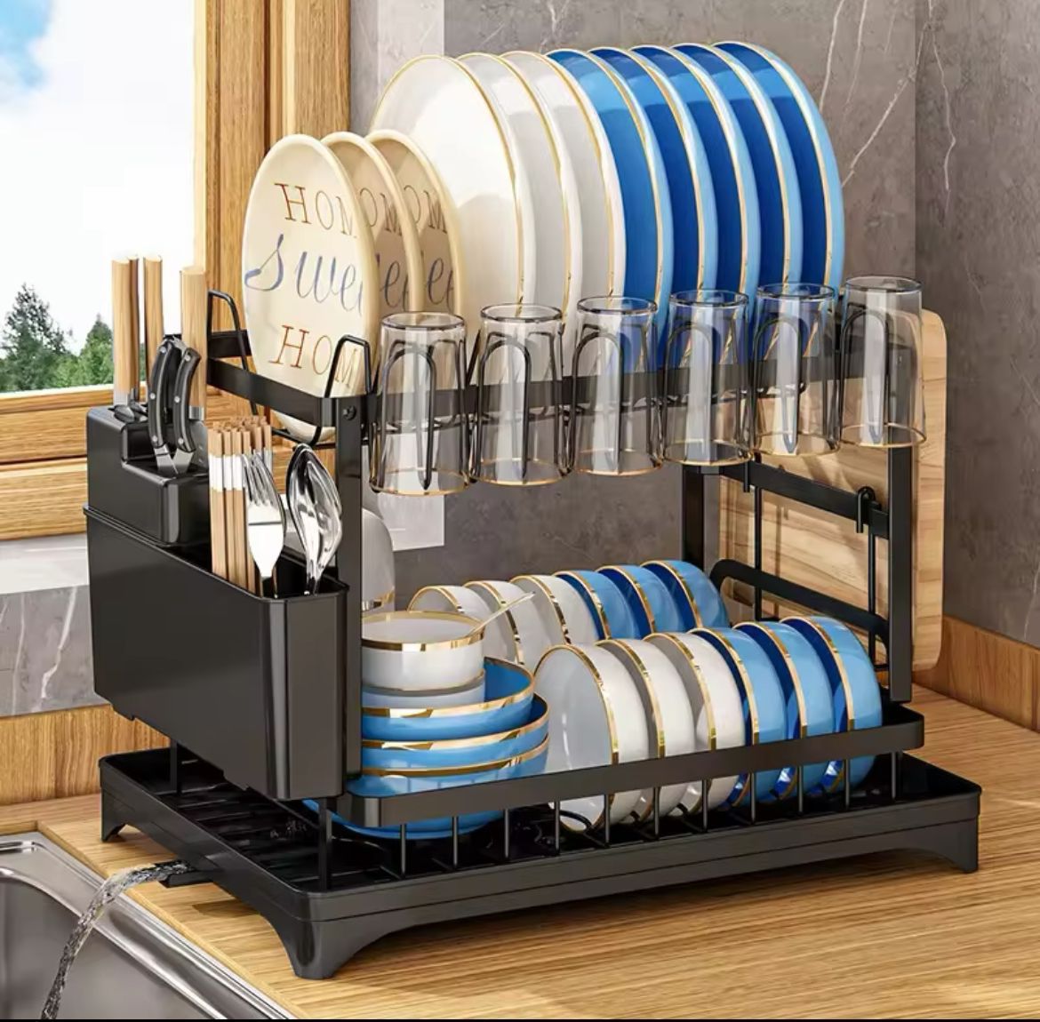 🍽️ Premium 2-Tier Kitchen Dish Drying Rack