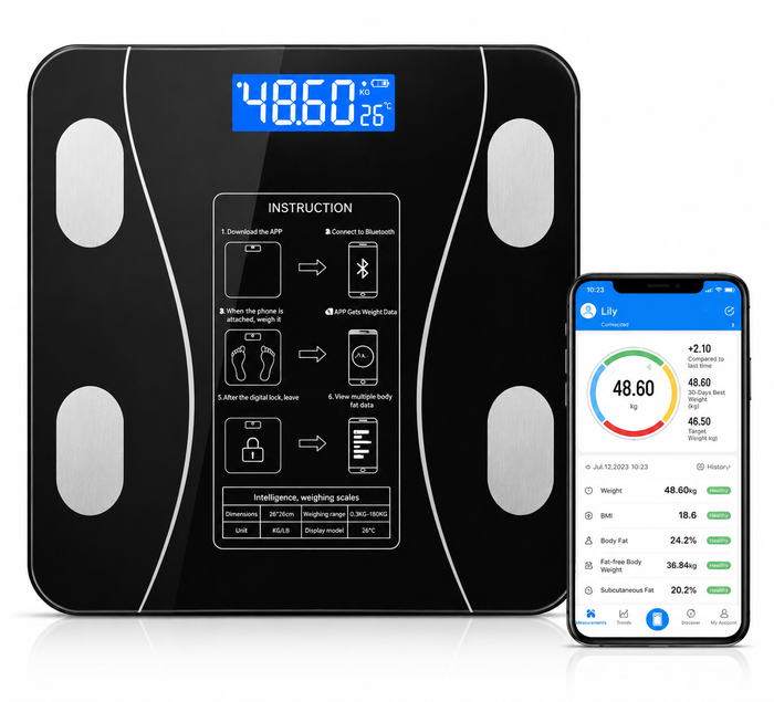 Smart Bluetooth Body Fat Scale – Digital BMI & Body Composition Weight Scale